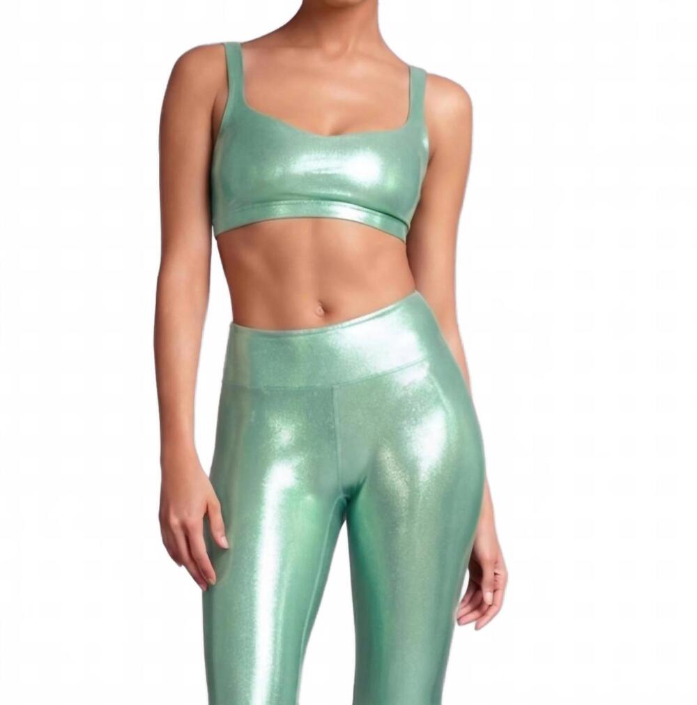 NEW HEROINE SPORT marie metallic sweetheart sports bra in jade